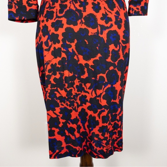 Diane Von Furstenberg Julian Silk Jersey Wrap Dress Cheetah Floral Blue and Red - Picture 8 of 14